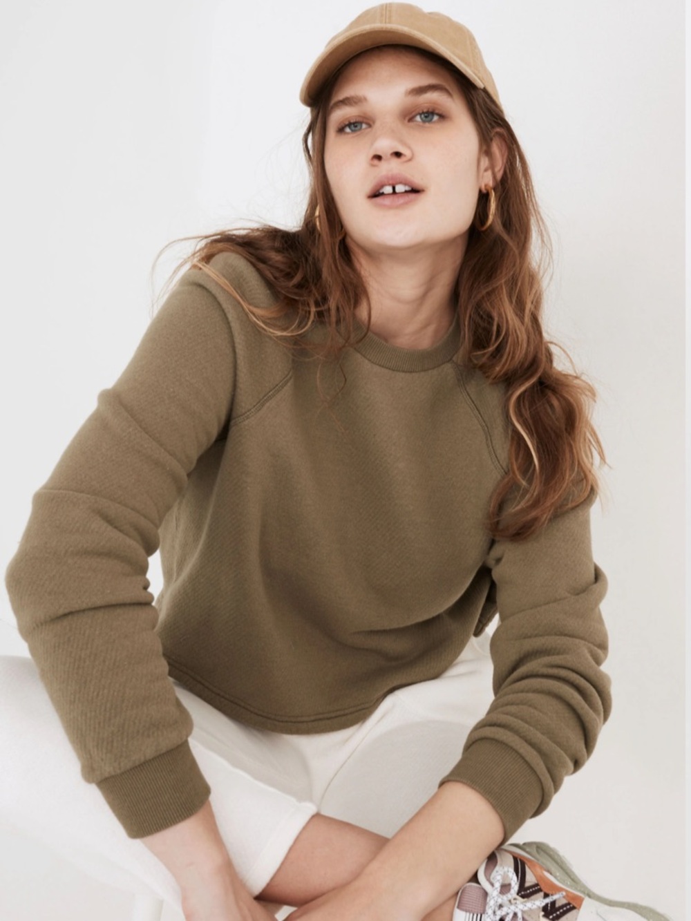 Madewell MWL Olive Crop Sweatshirt